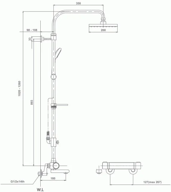 Bản vẽ sen tắm nóng lạnh Mirolin MK908 SET 2