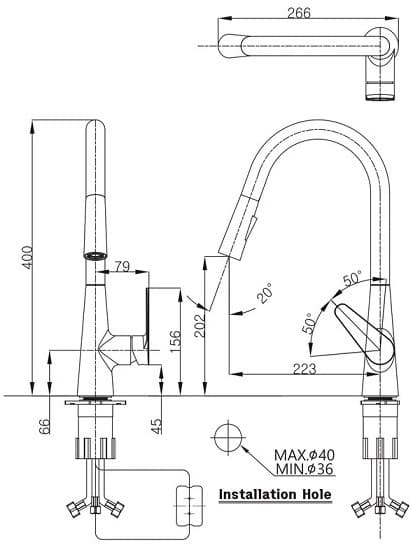 Vòi bếp nóng lạnh dây rút Mirolin MK635