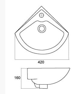 Bản vẽ kỹ thuật Chậu góc treo tường Hảo cảnh HC C03