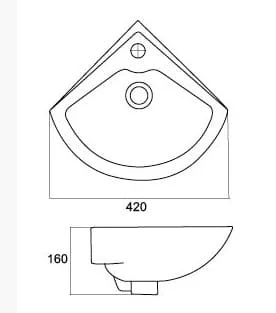 Bản vẽ kỹ thuật Chậu góc treo tường Hảo cảnh HC C03