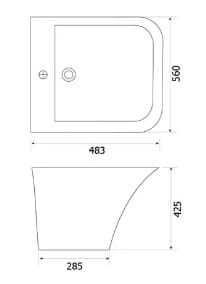 Bản vẽ kỹ thuật chậu treo tường liền chân Hảo Cảnh HC C309