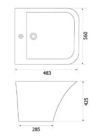 Bản vẽ kỹ thuật chậu treo tường liền chân Hảo Cảnh HC C309
