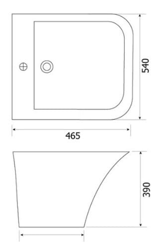 Bản vẽ kỹ thuật chậu treo tường liền chân Hảo Cảnh HC HSL4200