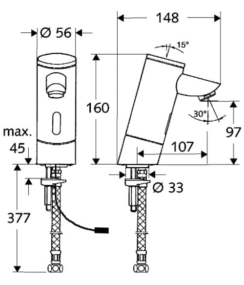 Bản vẽ kỹ thuật vòi cảm ứng lạnh Đức Puris E HD-K Schell 002000699