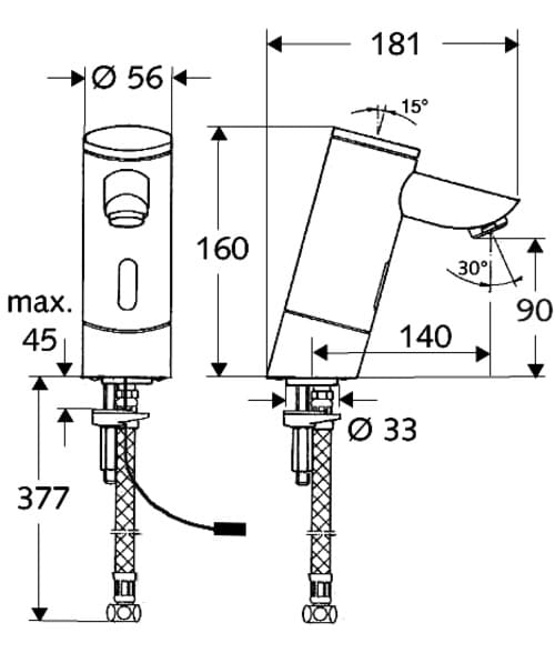 Bản vẽ kỹ thuật vòi cảm ứng lạnh Đức Puris E HD-K Schell 002020699