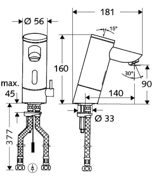 Bản vẽ kỹ thuật vòi cảm ứng nóng lạnh Đức Puris E HD-K Schell 002030699