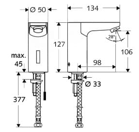 Bản vẽ kỹ thuật vòi cảm ứng lạnh Đức Cellis E HD-K Schell 002070699