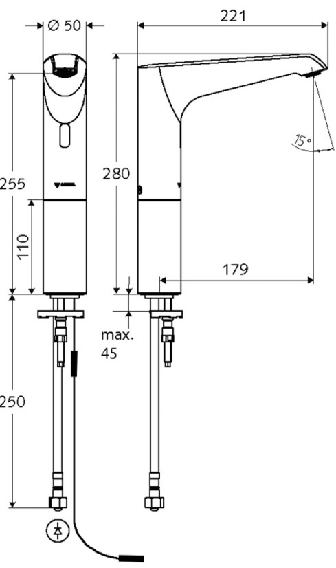 Bản vẽ kỹ thuật vòi cảm ứng lạnh Đức Xeris Schell 002200699