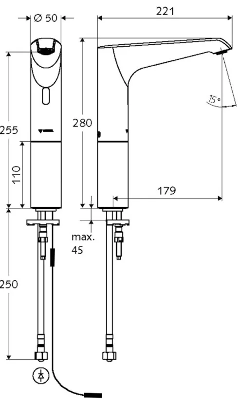Bản vẽ kỹ thuật vòi cảm ứng lạnh Đức Xeris Schell 002200699