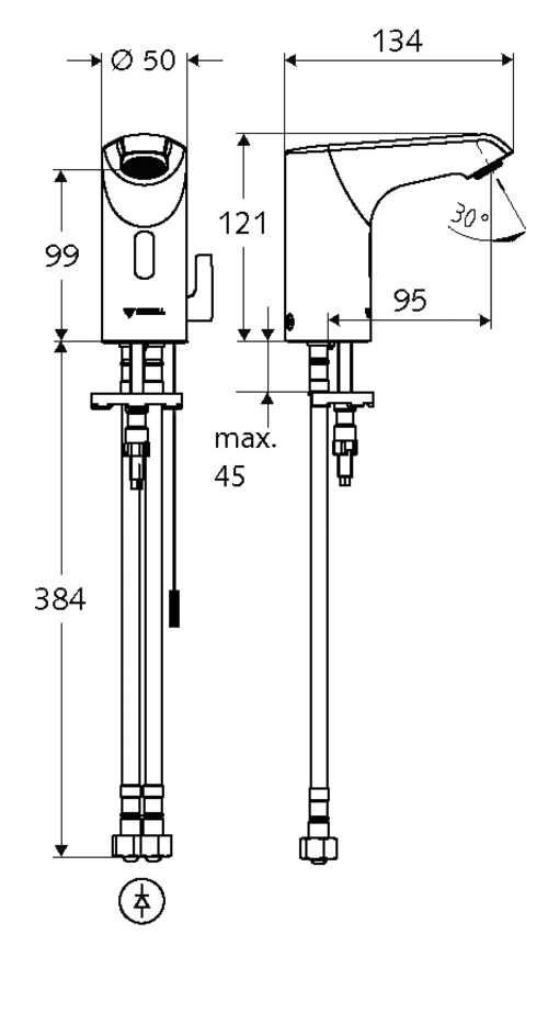 Bản vẽ kỹ thuật vòi cảm ứng nóng lạnh Đức Xeris E Schell 002210699