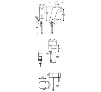 Bản vẽ kỹ thuật vòi cảm ứng lạnh Đức Venus E HD-K Schell 012190699