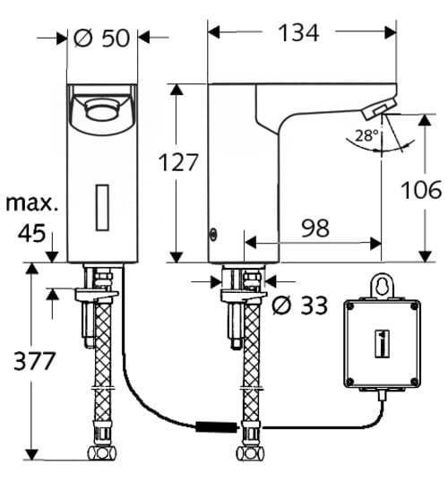 Bản vẽ kỹ thuật vòi cảm ứng lạnh dùng pin Đức Celis E HD-M Schell 012300699