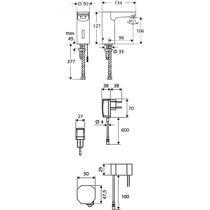 Bản vẽ kỹ thuật vòi cảm ứng lạnh Đức Celis E HD-K Schell 012440699