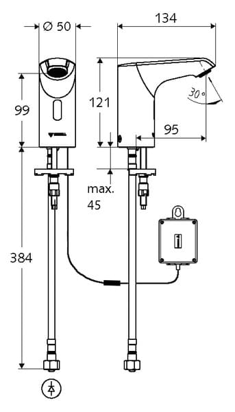 Bản vẽ kỹ thuật vòi cảm ứng lạnh dùng pin Đức Xeris E HD-K Schell 012930699