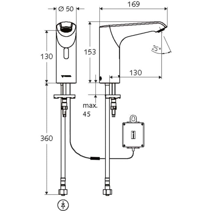 Bản vẽ kỹ thuật vòi cảm ứng lạnh dùng pin Đức Xeris E Schell 012940699