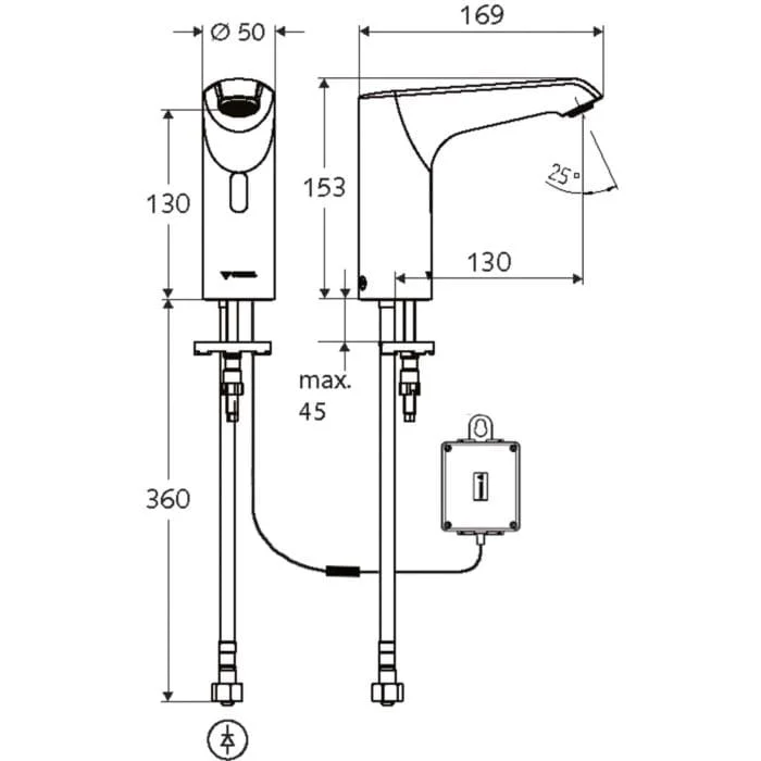 Bản vẽ kỹ thuật vòi cảm ứng lạnh dùng pin Đức Xeris E Schell 012940699
