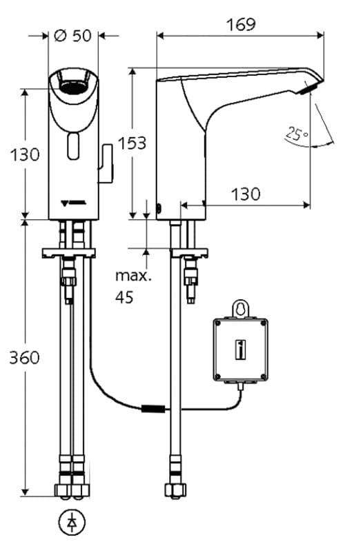 Bản vẽ kỹ thuật vòi cảm ứng nóng lạnh dùng Pin Đức Xeris E Schell 012970699