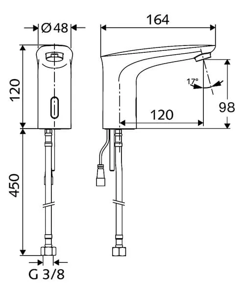 Bản vẽ kỹ thuật vòi cảm ứng lạnh dùng pin Đức Moduse Schell 021720699