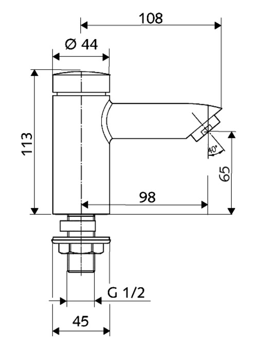 Bản vẽ kỹ thuật vòi tự ngắt lạnh Đức Petit Sc Schell 021220699