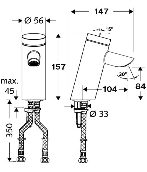 Bản vẽ kỹ thuật vòi tự ngắt nóng lạnh Đức Puris Sc HD-M Schell 021250699