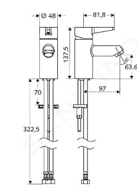 Bản vẽ kỹ thuật vòi tự ngắt nóng lạnh Đức Modus Eh HD-M Schell 021410699