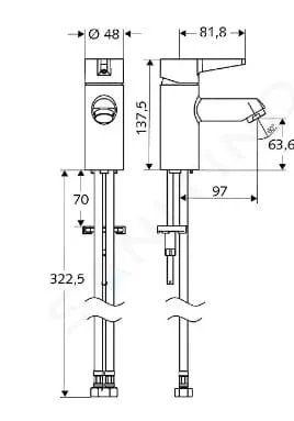 Bản vẽ kỹ thuật vòi tự ngắt nóng lạnh Đức Modus Eh HD-M Schell 021410699