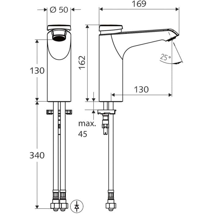 Bản vẽ kỹ thuật vòi tự ngắt nóng lạnh Đức Xeris SC HD-M Schell 021570699