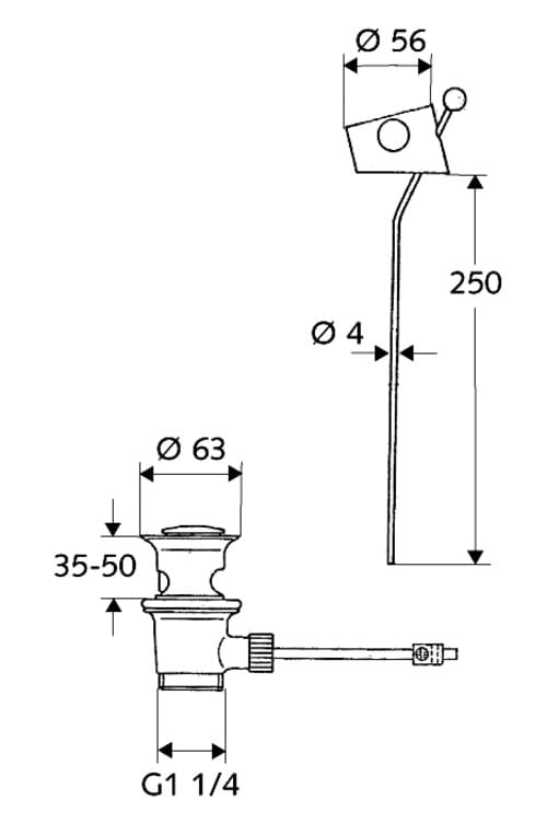 Bản vẽ kỹ thuật cổ xả chậu rửa Schell 013600699