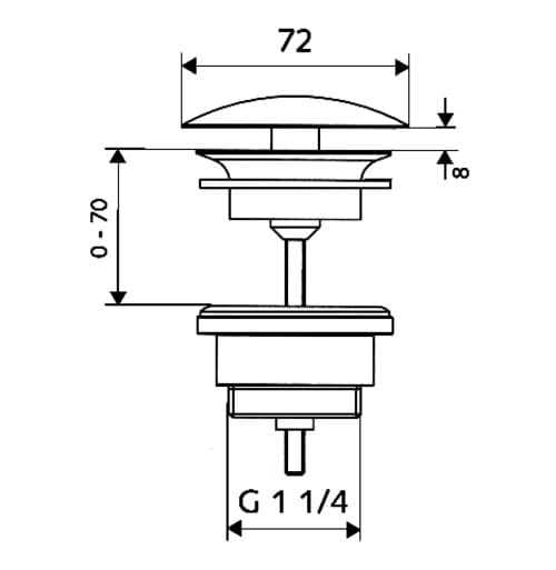 Bản vẽ kỹ thuật cổ xả chậu rửa không xả tràn Schell 020020699