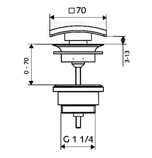 Bản vẽ kỹ thuật cổ xả chậu rửa không xả tràn Schell 020030699