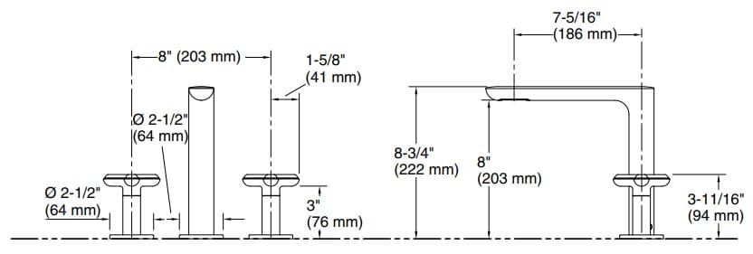 Bản vẽ vòi bồn nóng lạnh Kallista P32711-WC-SN