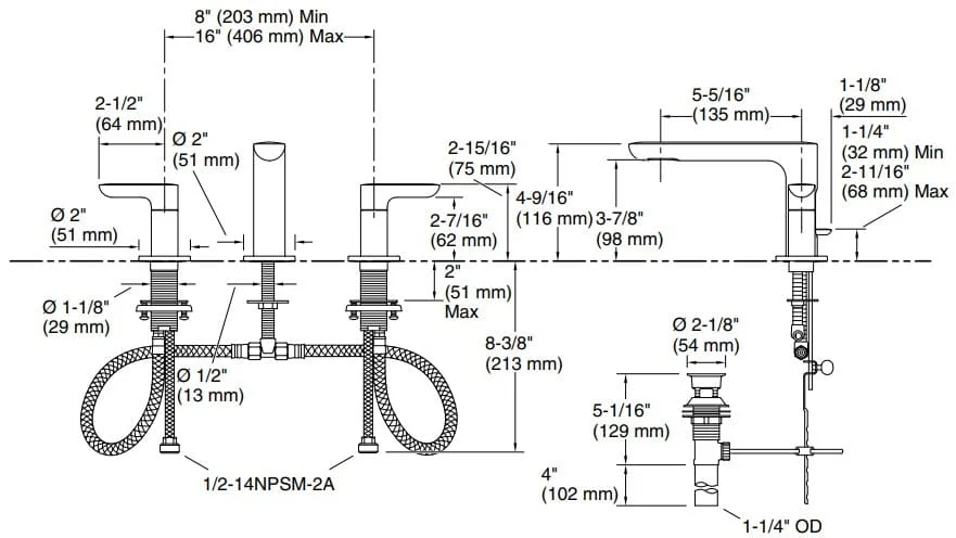 Bản vẽ vòi lavabo nóng lạnh Kallista P34119-LV
