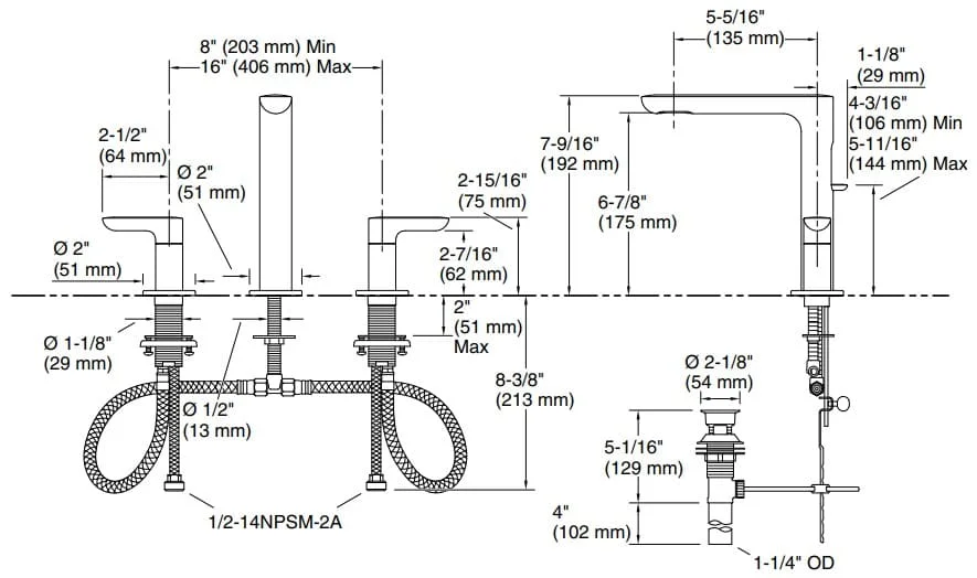 Bản vẽ vòi lavabo nóng lạnh Kallista P34120-LV