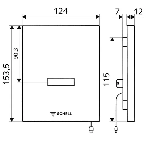 Bản vẽ kỹ thuật mặt nạ van xả tiếu cảm ứng Đức Edition Schell 028060699