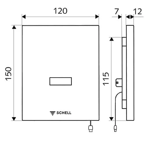 Bản vẽ kỹ thuật mặt van xả tiếu cảm ứng Đức Edition Schell 028092899