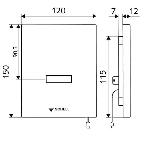 Bản vẽ kỹ thuật mặt van xả tiếu cảm ứng Đức Edition E Schell 010272899