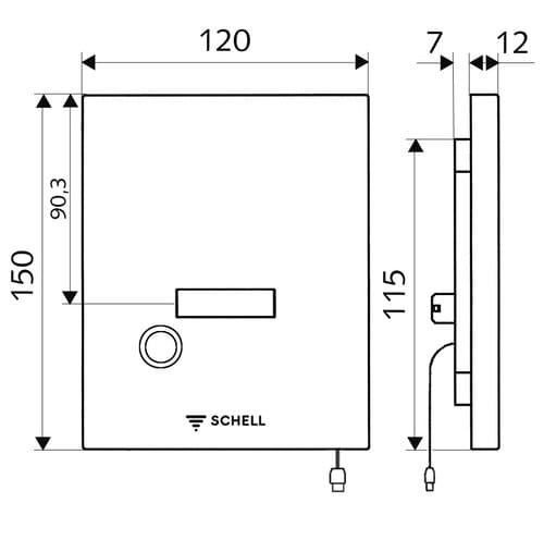 Bản vẽ kỹ thuật mặt van xả tiếu cảm ứng Đức Edition E Manual Schell 010282899