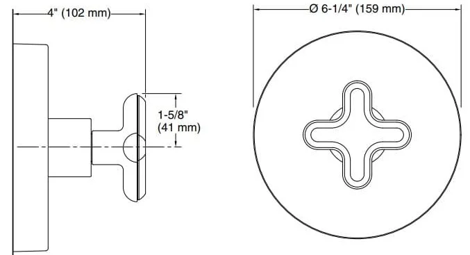 Bản vẽ mặt nạ điều chỉnh gắn tường Kallista P32707-JST