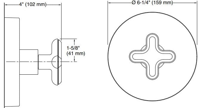 Bản vẽ mặt nạ điều chỉnh gắn tường Kallista P32707-WC