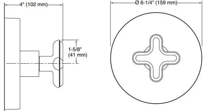 Bản vẽ mặt nạ điều chỉnh gắn tường Kallista P32707-WC