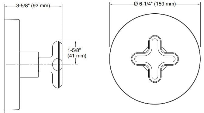 Bản vẽ mặt nạ điều chỉnh gắn tường Kallista P32708-JST