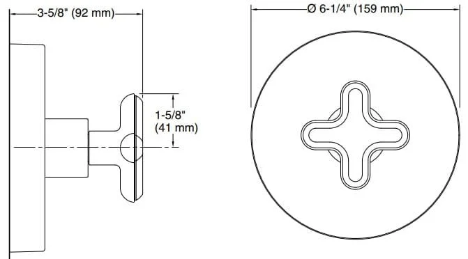 Bản vẽ mặt nạ điều chỉnh gắn tường Kallista P32708-JST