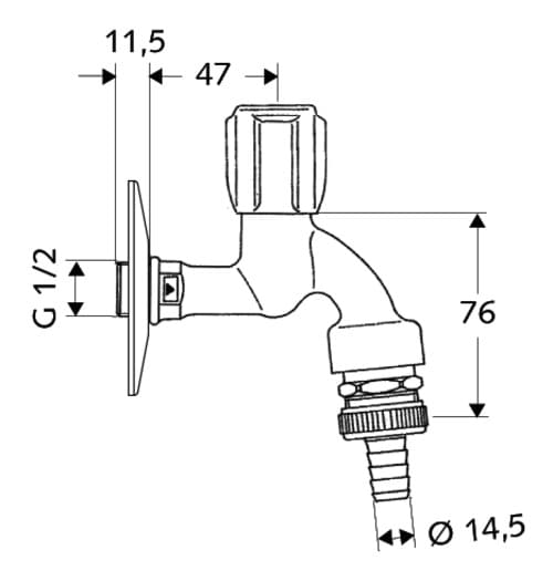 Bản vẽ kỹ thuật Vòi nước lạnh gắn tường Schell 033510699