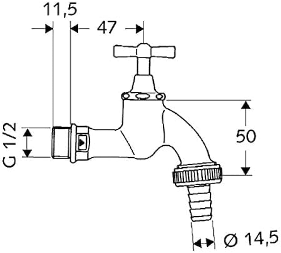 Bản vẽ kỹ thuật vòi nước lạnh gắn tường Schell 034050699