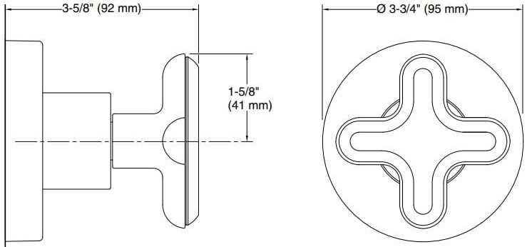 Bản vẽ mặt nạ điều chỉnh gắn tường Kallista P32709-RST