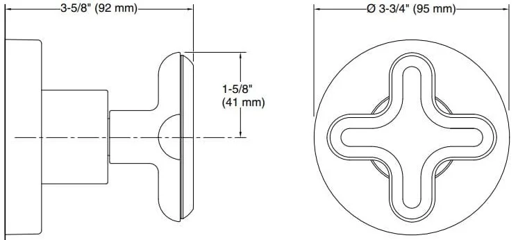 Bản vẽ mặt nạ điều chỉnh gắn tường Kallista P32709-RST