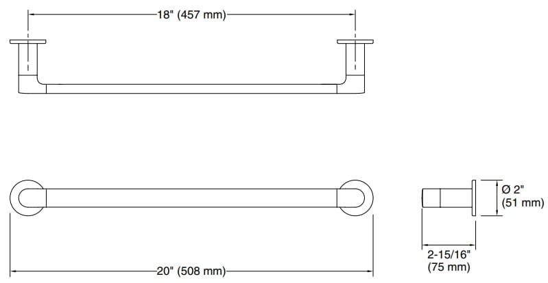 Bản vẽ giá khăn đơn Kallista P34136-00