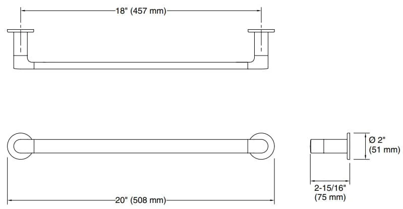 Bản vẽ giá khăn đơn Kallista P34136-00