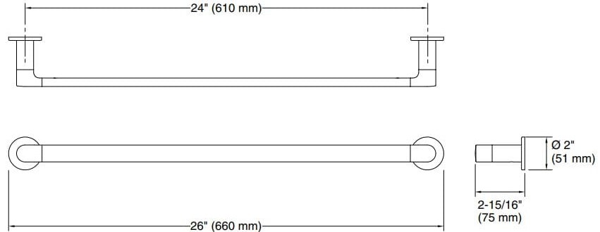 Bản vẽ giá khăn đơn Kallista P34137-00-BL