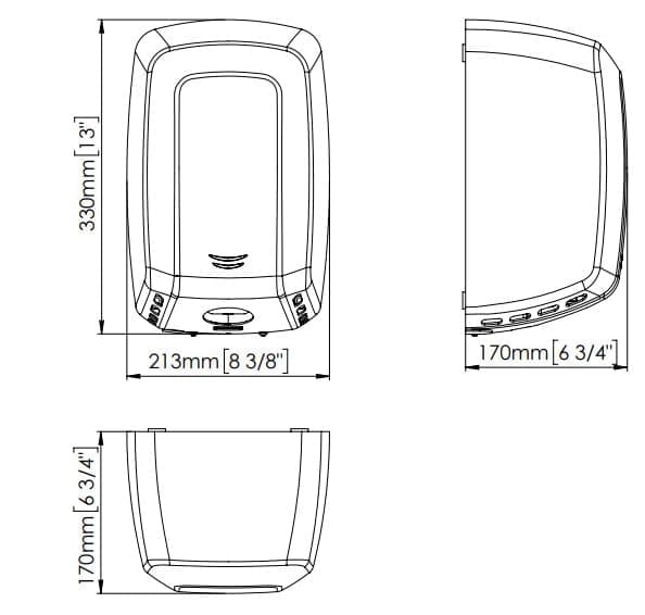 Bản vẽ kỹ thuật máy sấy tay đôi siêu tốc cảm biến Mediclinics M09AC